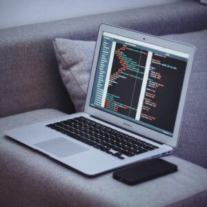 Macbook displaying code